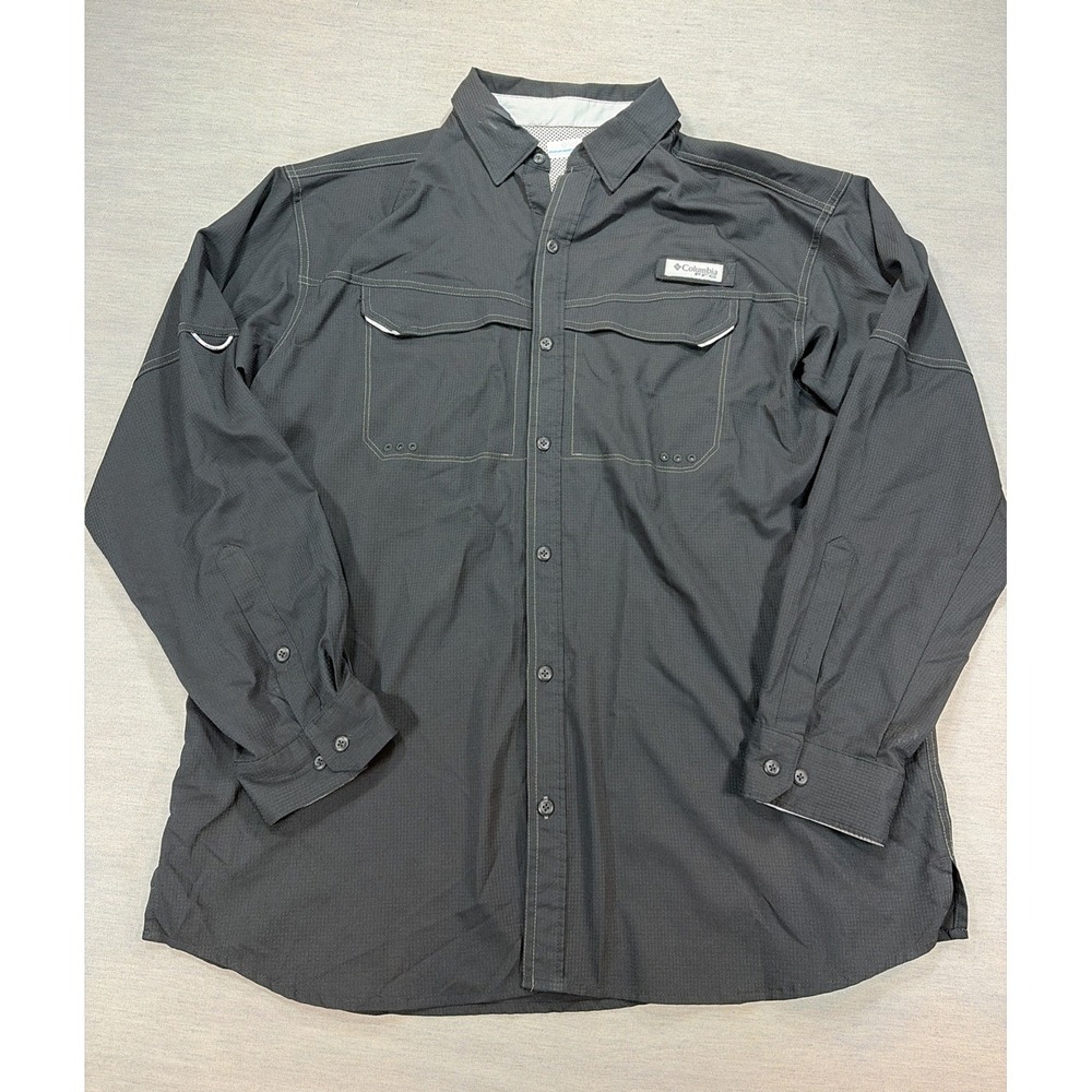Columbia Men's Black PFG Long Sleeve Fishing Shirt Large Omni Shade Button Up
